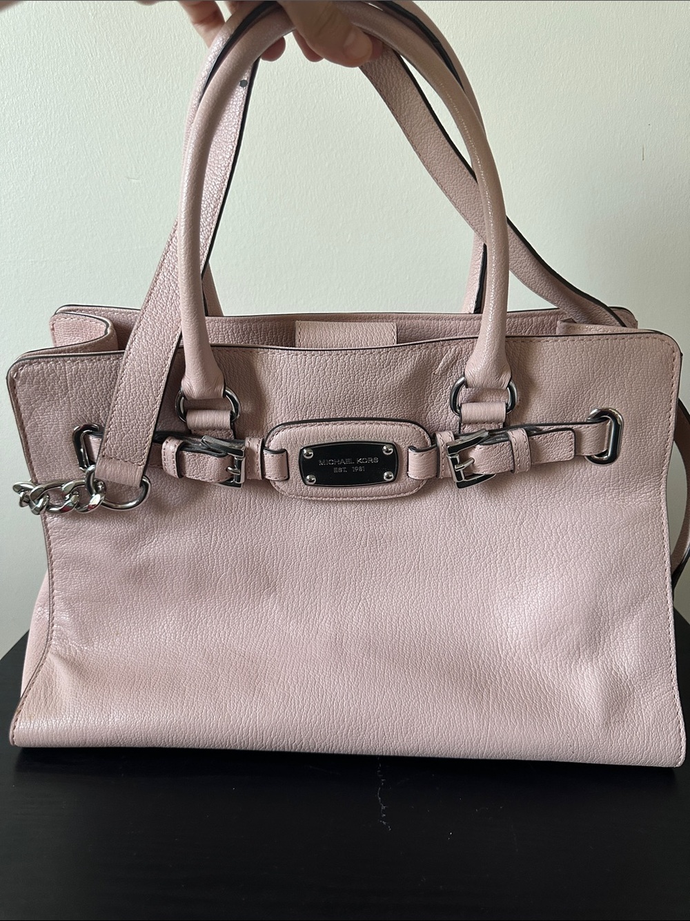 Michael Kors Blush Pink Leather Satchel with Signature Plate